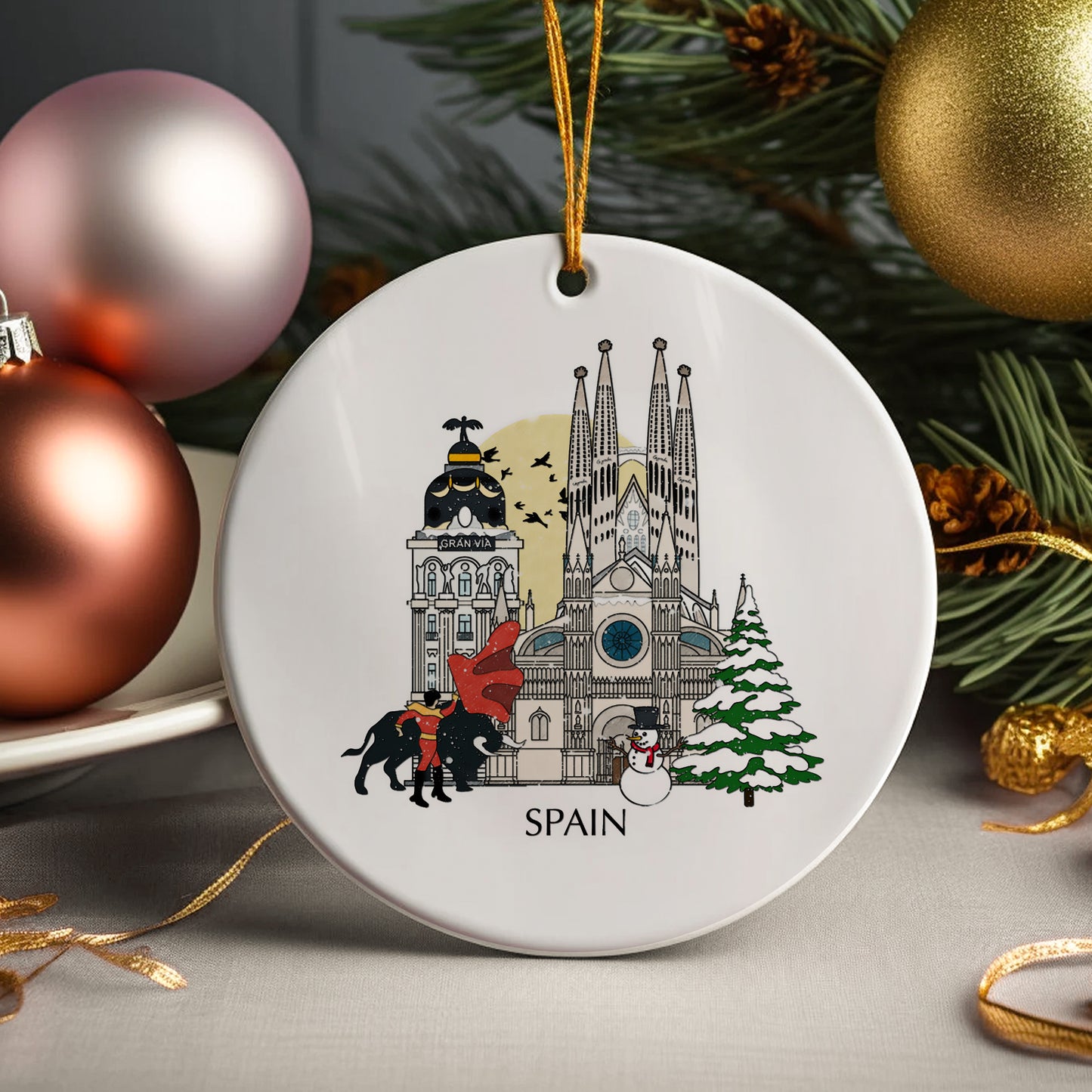 Spain Personalised Christmas Tree Ornament