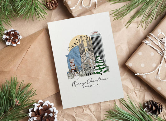 Barcelona Personalised Christmas/Holiday Greeting Card