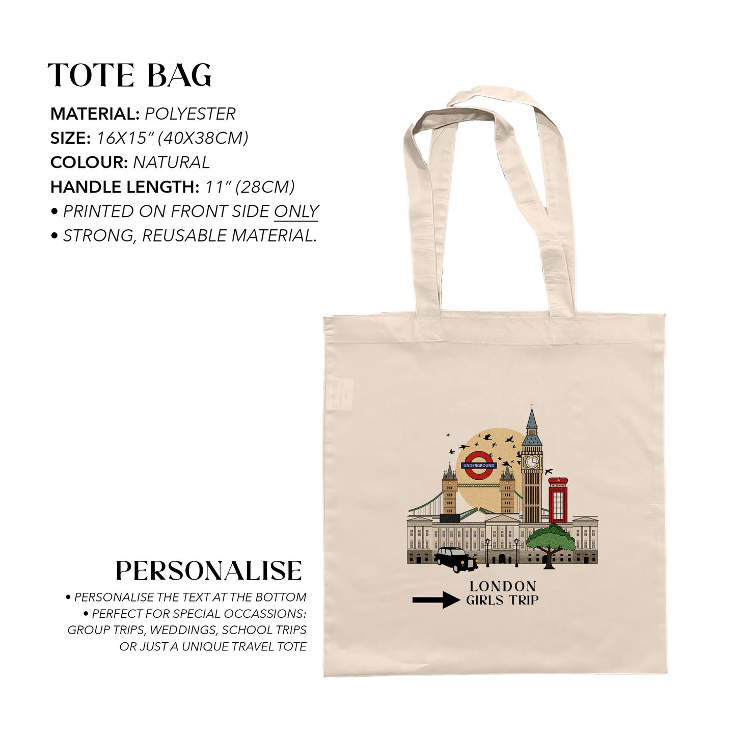 London Personalized Tote Bag