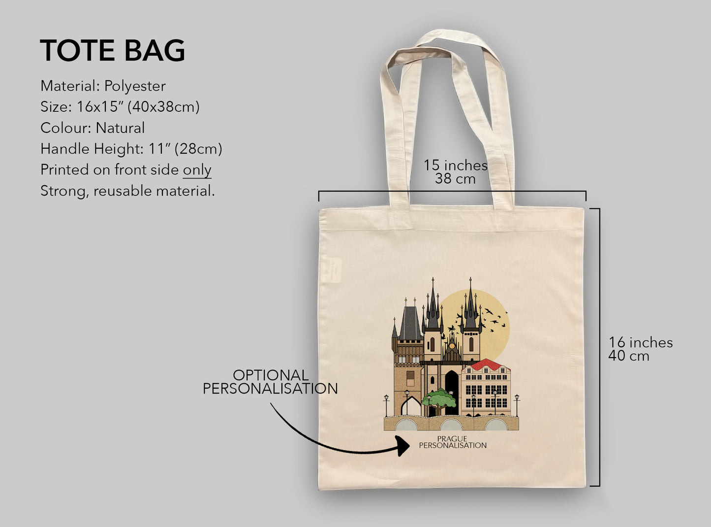 Prague Czechia Personalised Tote Bag