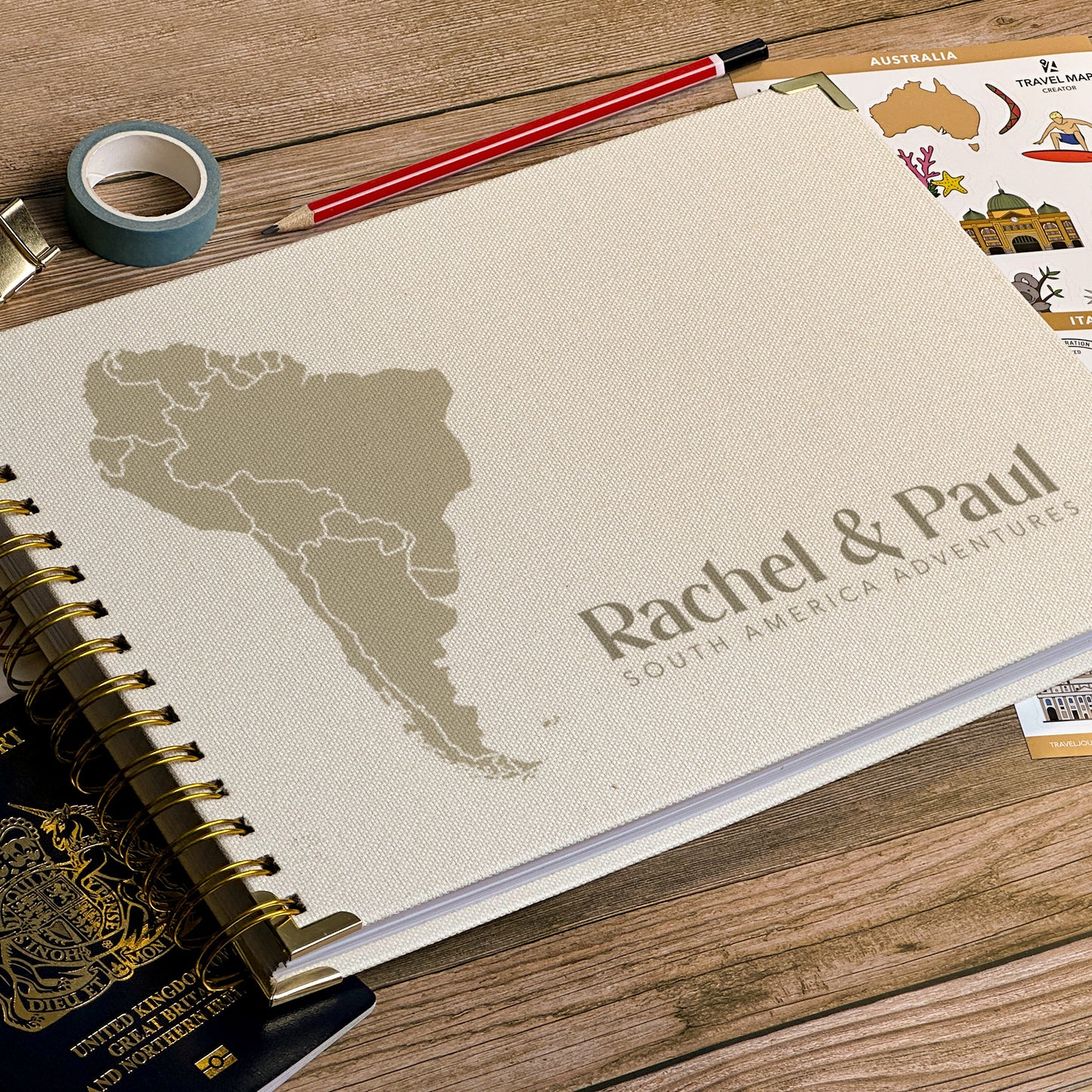 South America Personalized Travel Scrapbook/Photo Album