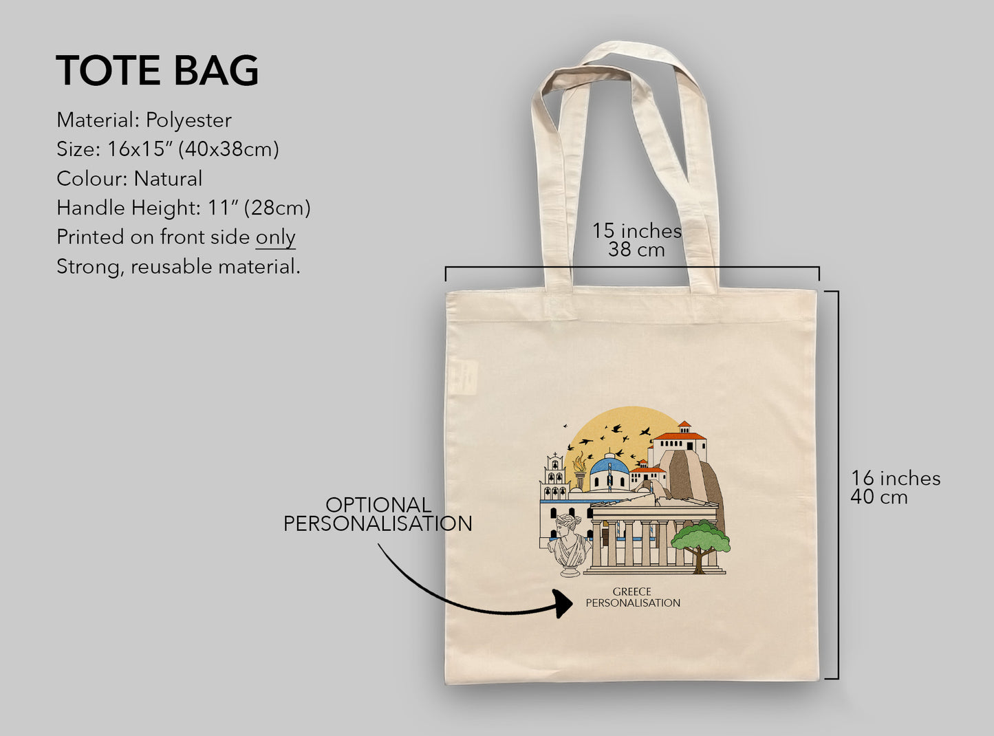 Greece Personalised Tote Bag