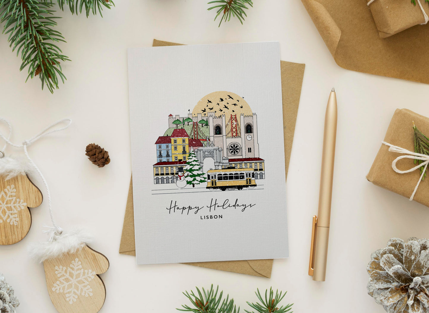 Lisbon Personalised Christmas/Holiday Greeting Card