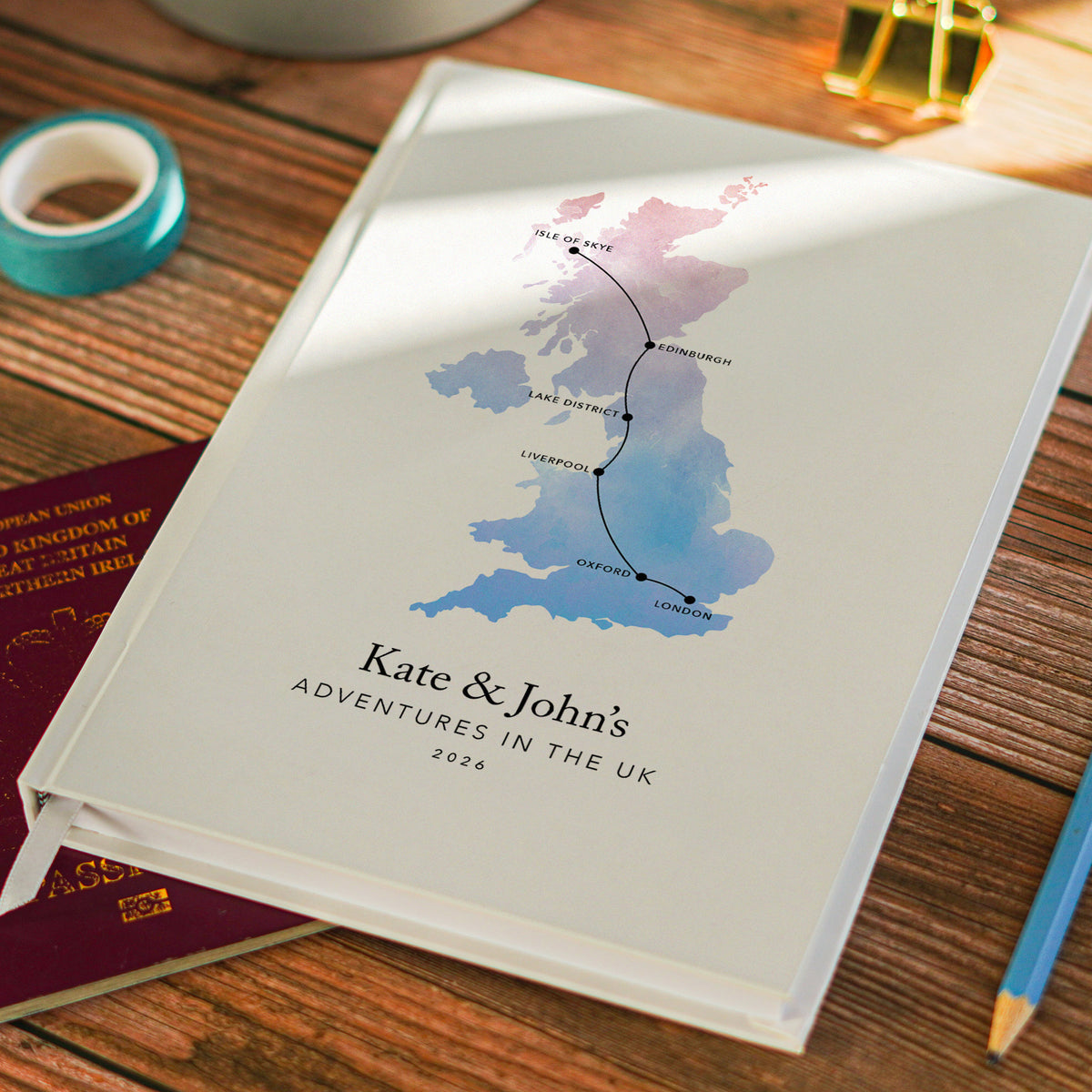 United Kingdom/England Personalised Travel Journal | Travel Map Diary, Planner & Bucket List Book