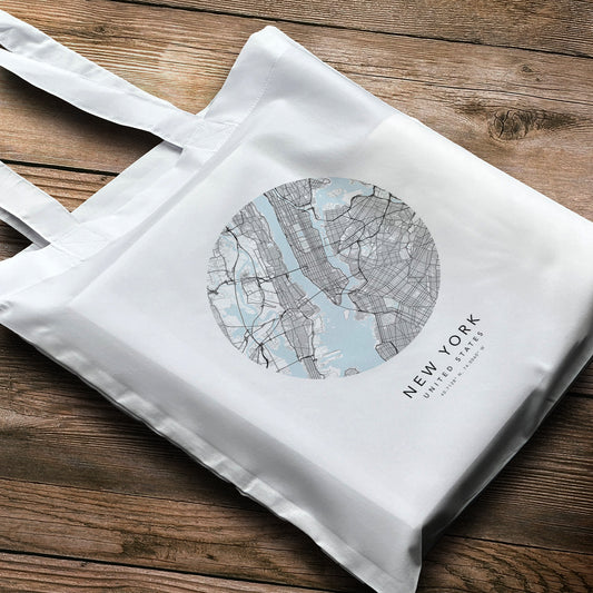 New York Personalised City Map Tote Bag