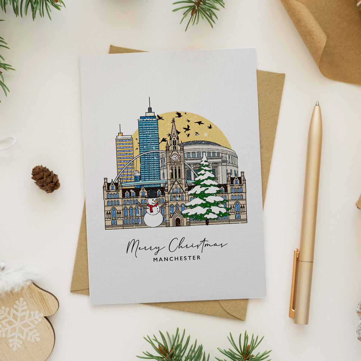 Manchester England Personalised Christmas/Holiday Greeting Card