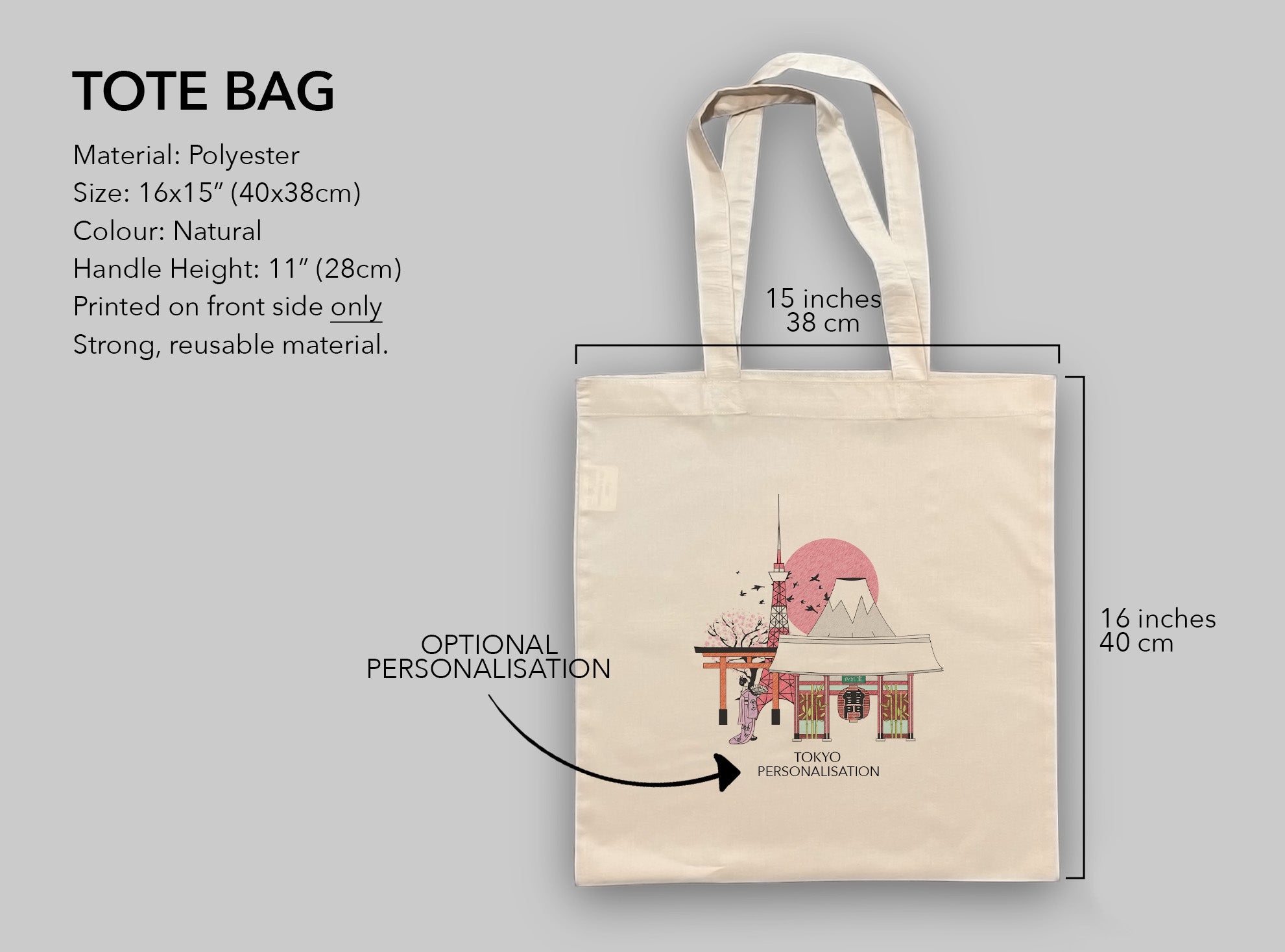 Tokyo Japan Personalised Tote Bag