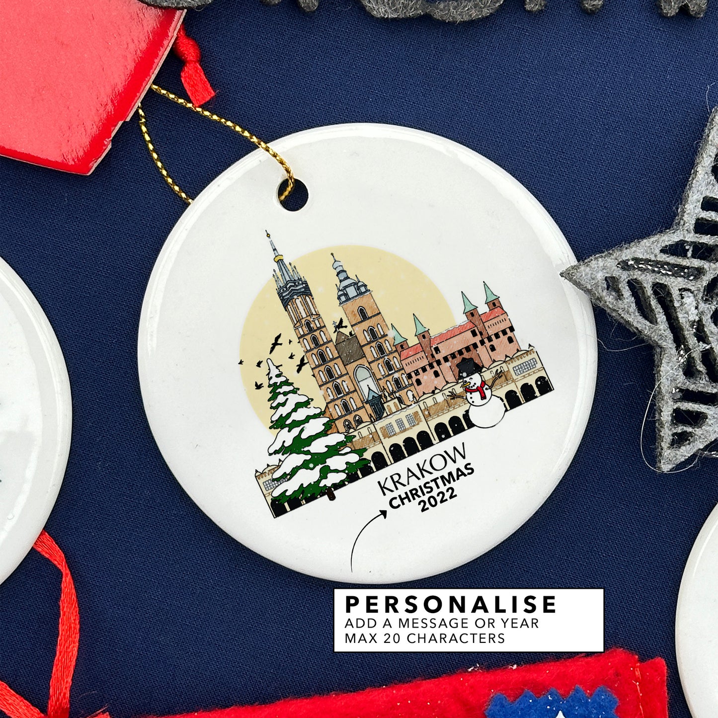 Krakow Poland Personalised Christmas Tree Ornament