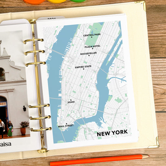 Personalised A5 City Map - Travel Journal Binder Insert