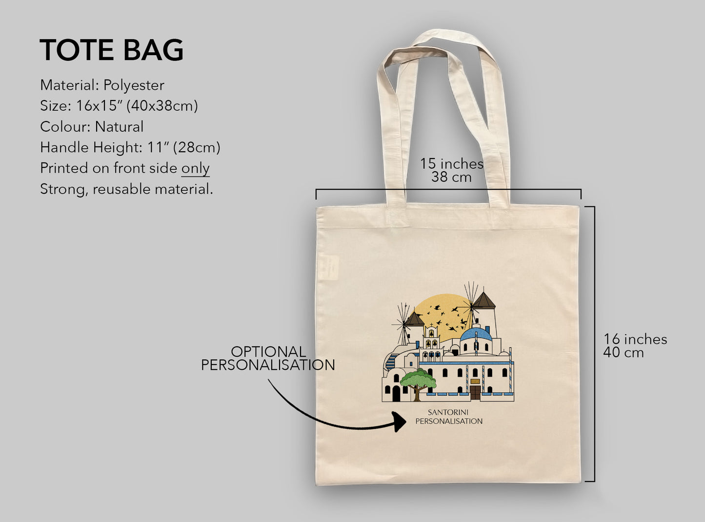 Santorini Greece Personalised Tote Bag