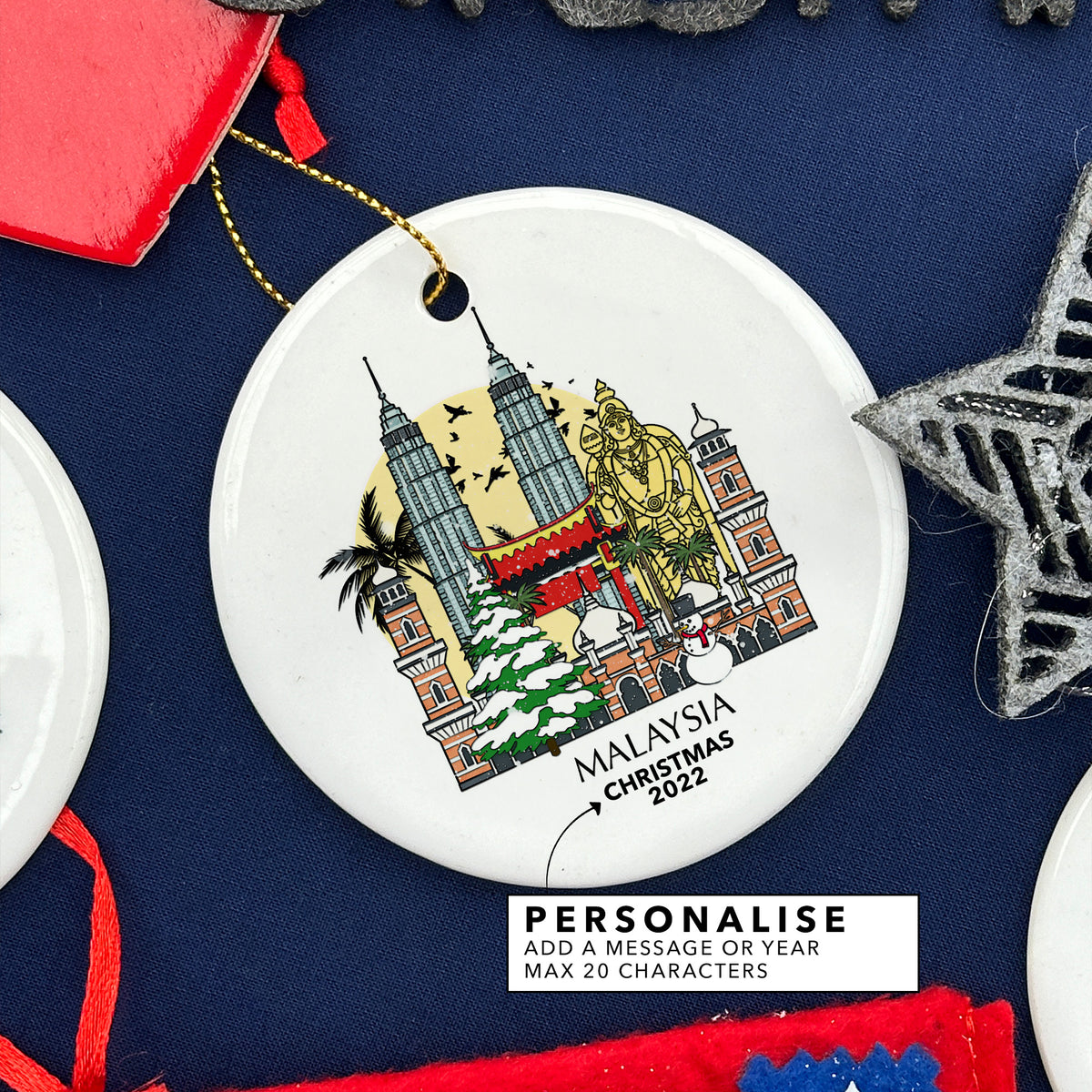 Malaysia Kuala Lumpur Personalised Christmas Tree Ornament