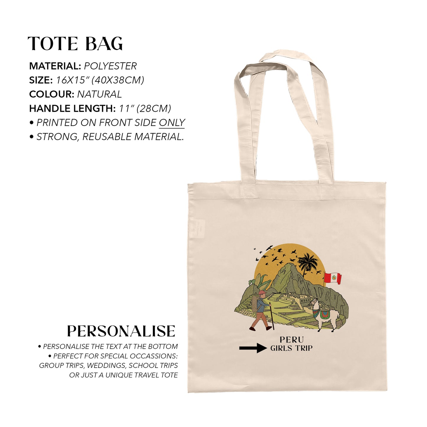 Peru Personalized Tote Bag