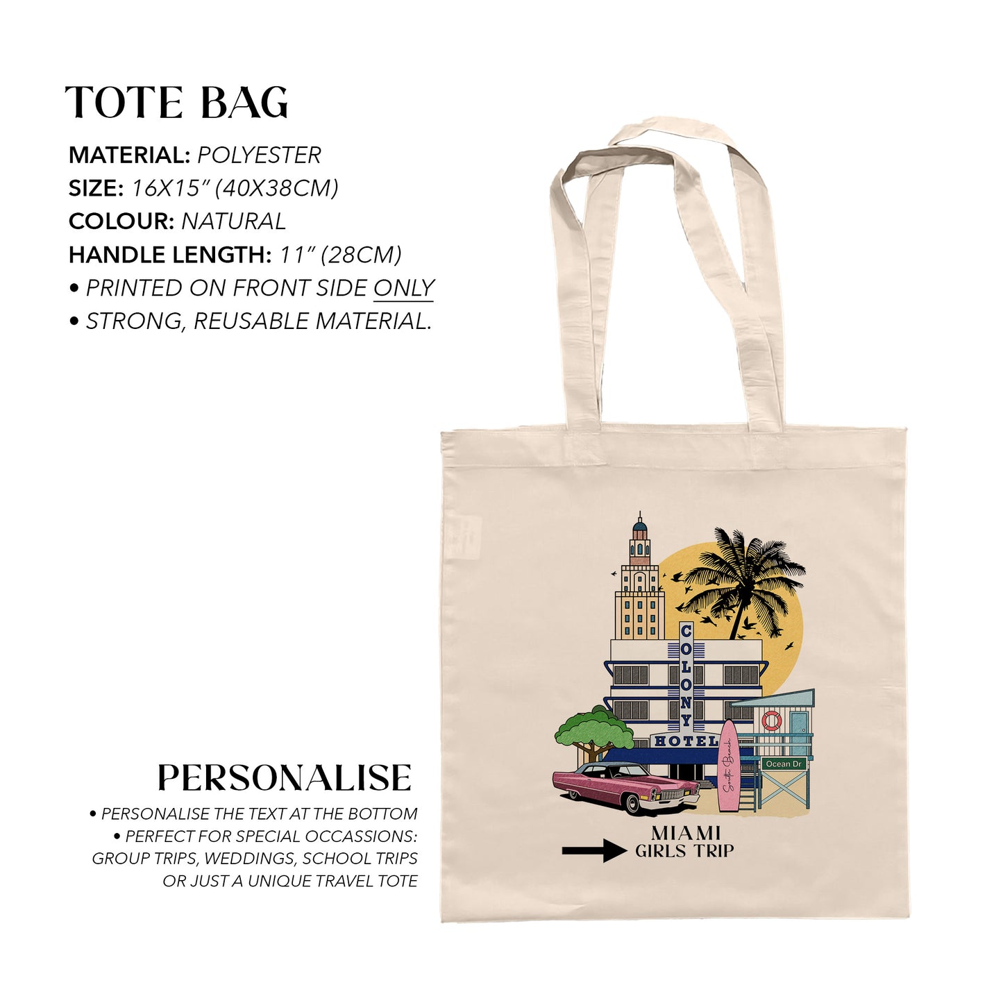 Miami Personalized Tote Bag
