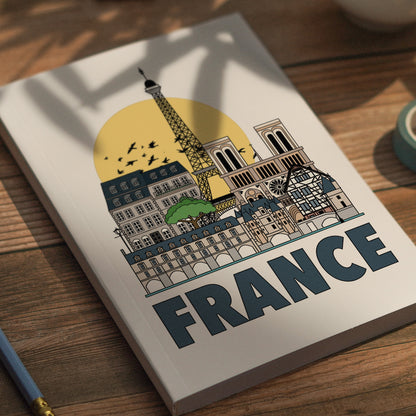 France Notebook Illustrated Travel Journal Series