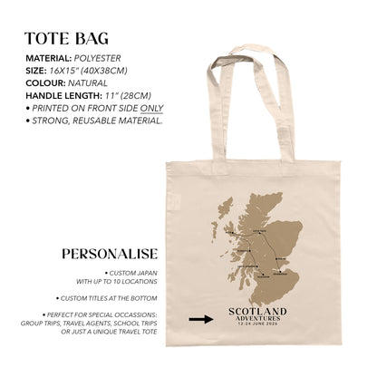 Scotland Personalized Map Tote Bag | Travel Agents, Group Tours, School Trips