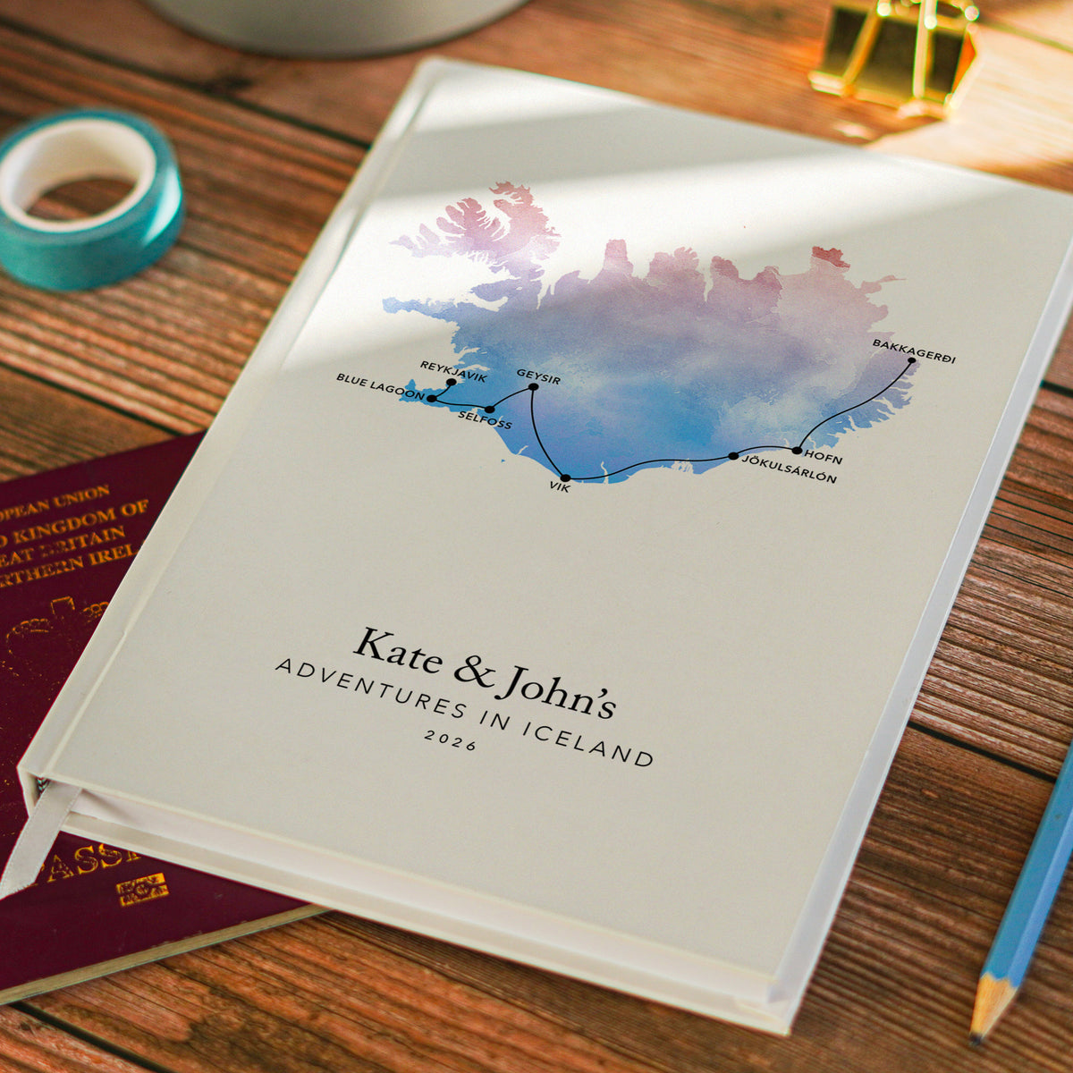Iceland Personalised Travel Journal | Travel Map Diary, Planner & Bucket List Book