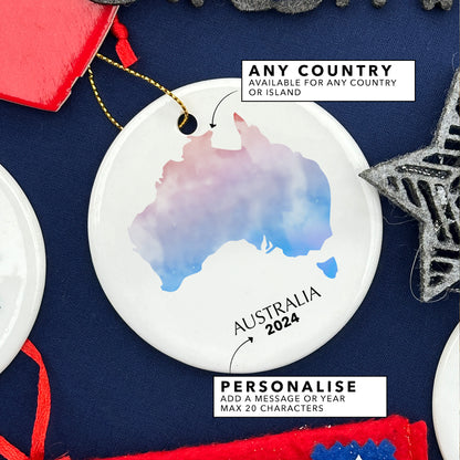 Australia Map Personalised Christmas Tree Ornament