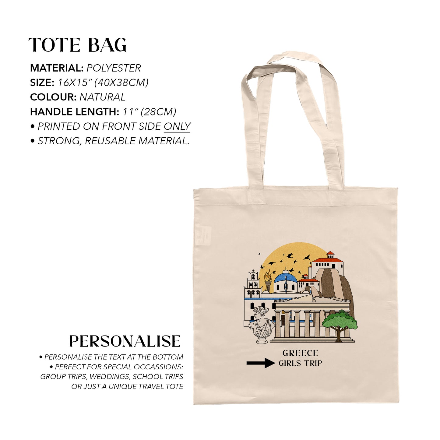 Greece Personalized Tote Bag