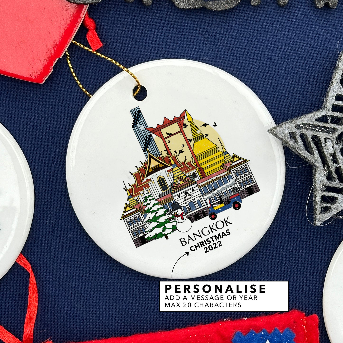 Bangkok Thailand Personalised Christmas Tree Ornament
