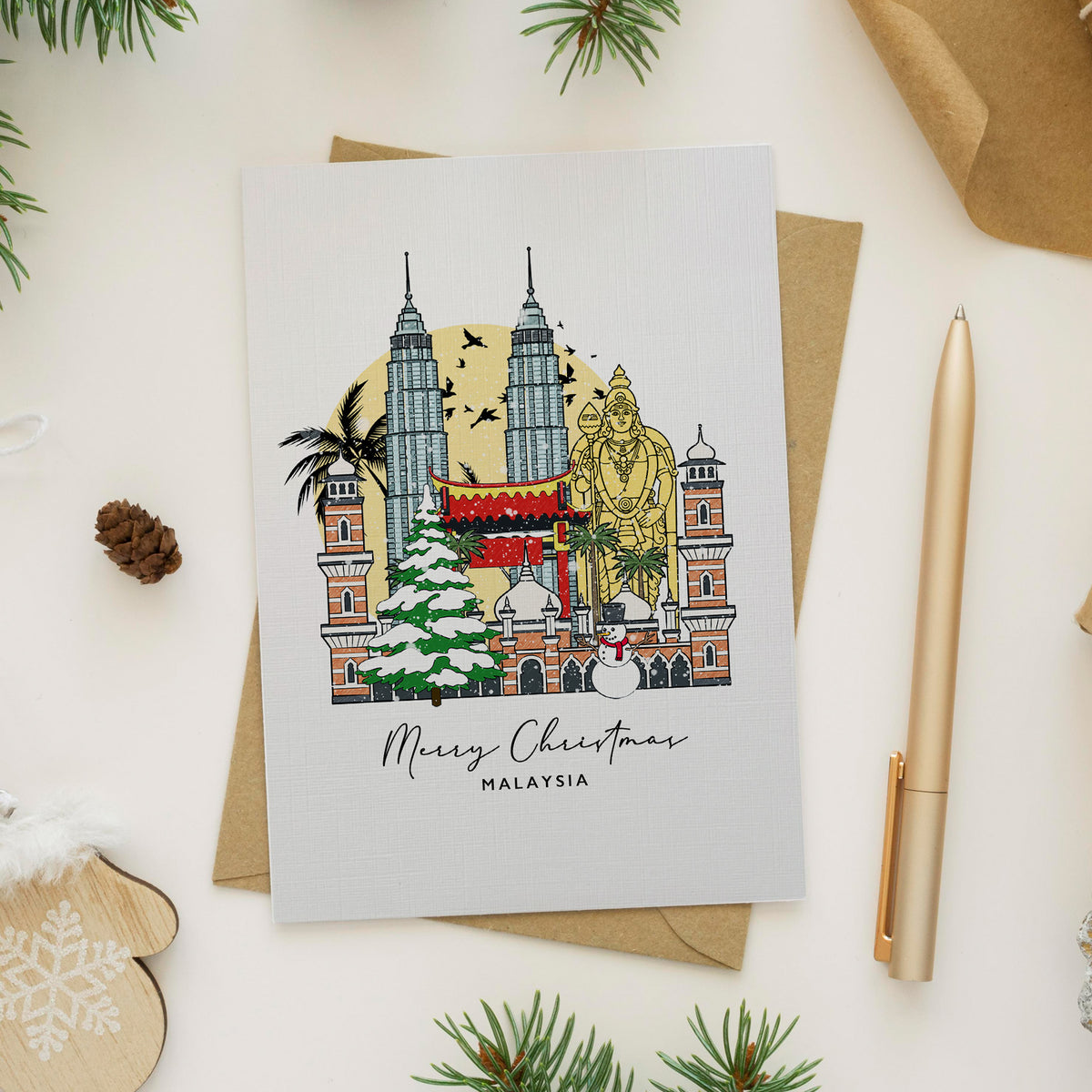 Malaysia/Kuala Lumpur Personalised Christmas/Holiday Greeting Card