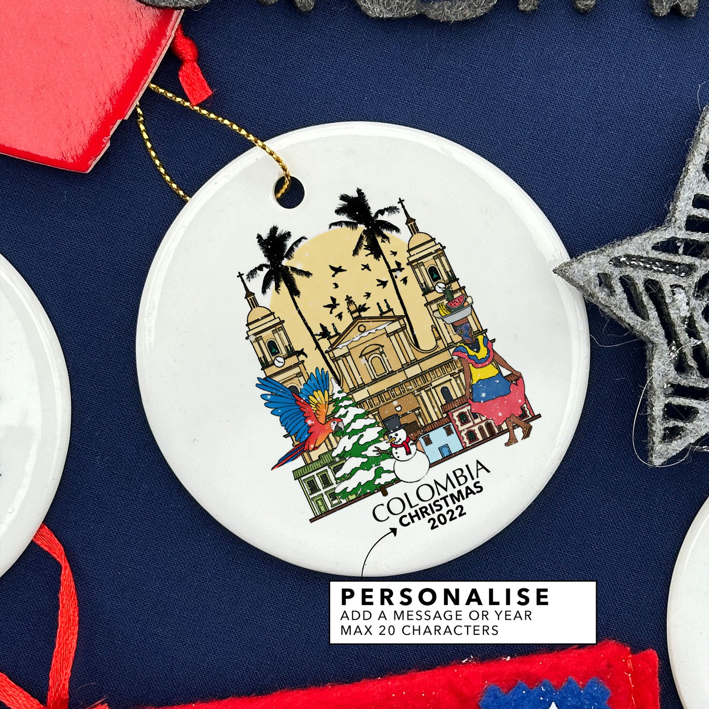 Colombia Personalised Christmas Tree Ornament