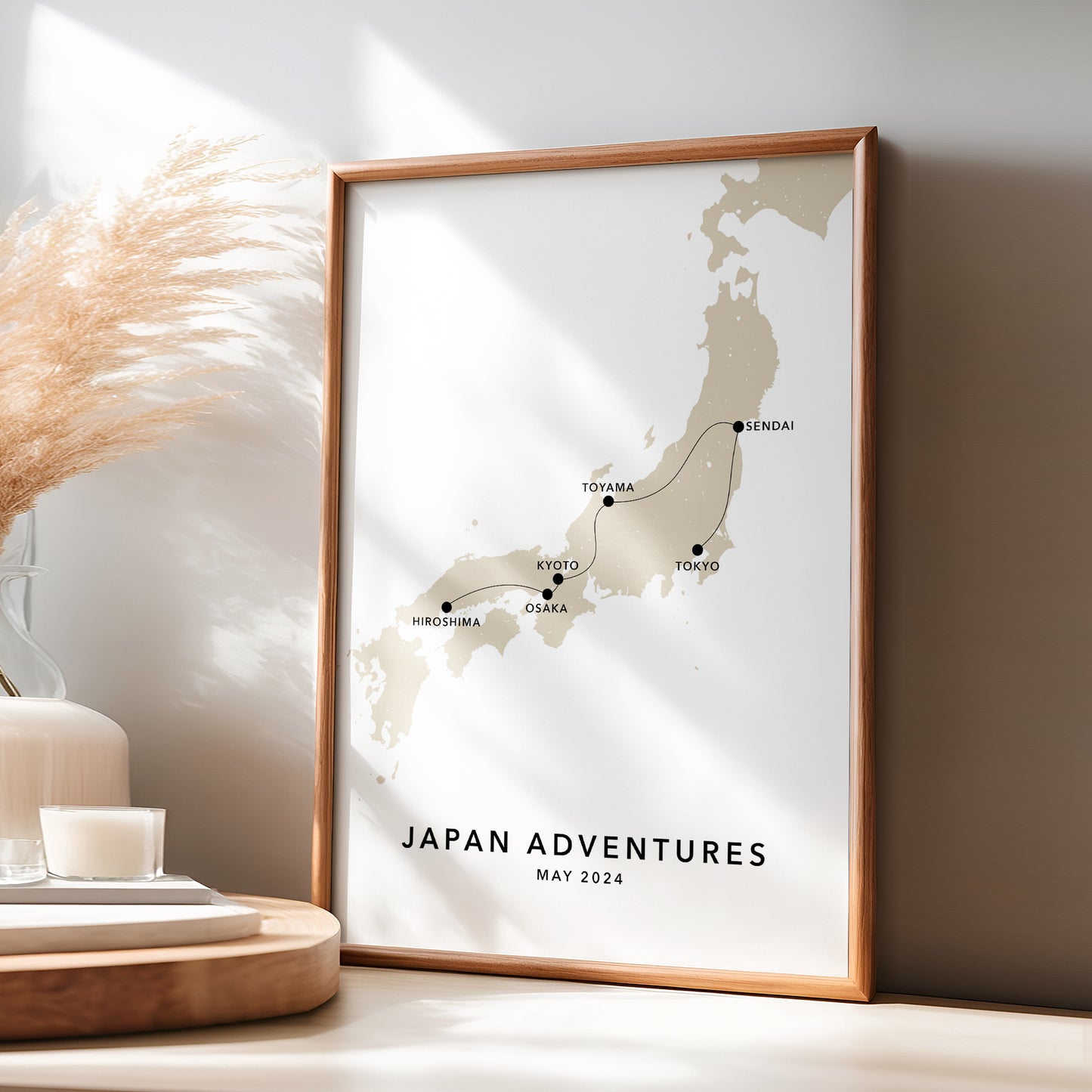 Japan Personalised Travel Map Print with Photo Collage