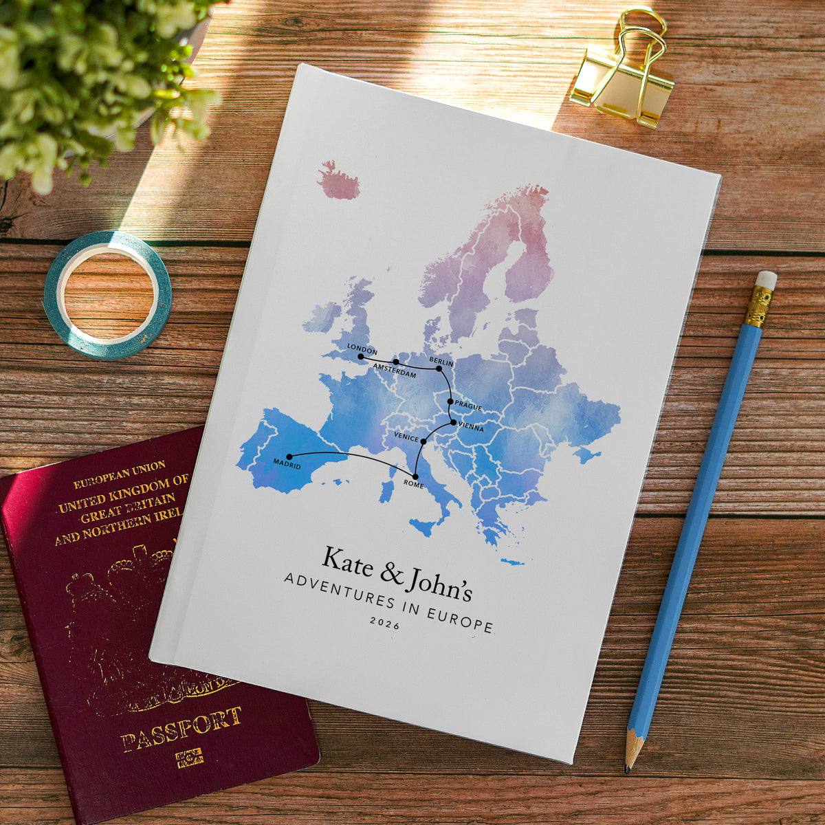 Europe Personalised Travel Journal | Travel Map Diary, Planner & Bucket List Book