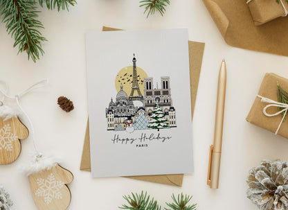 Paris Personalised Christmas/Holiday Greeting Card