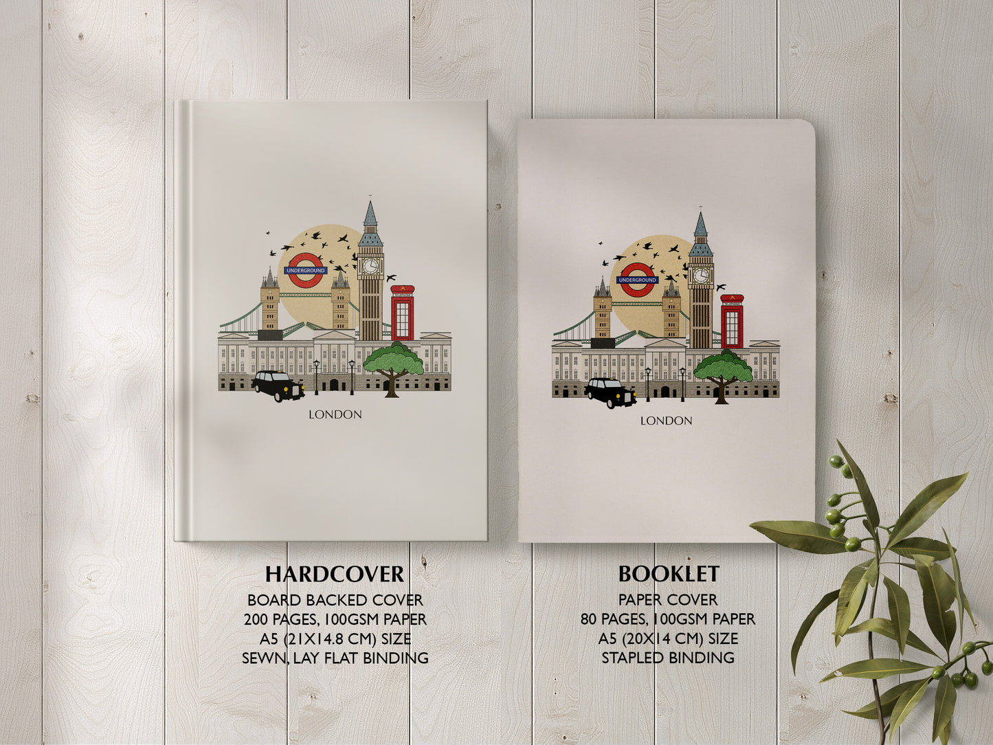 London Personalised Illustrated Travel Journal/Notebook