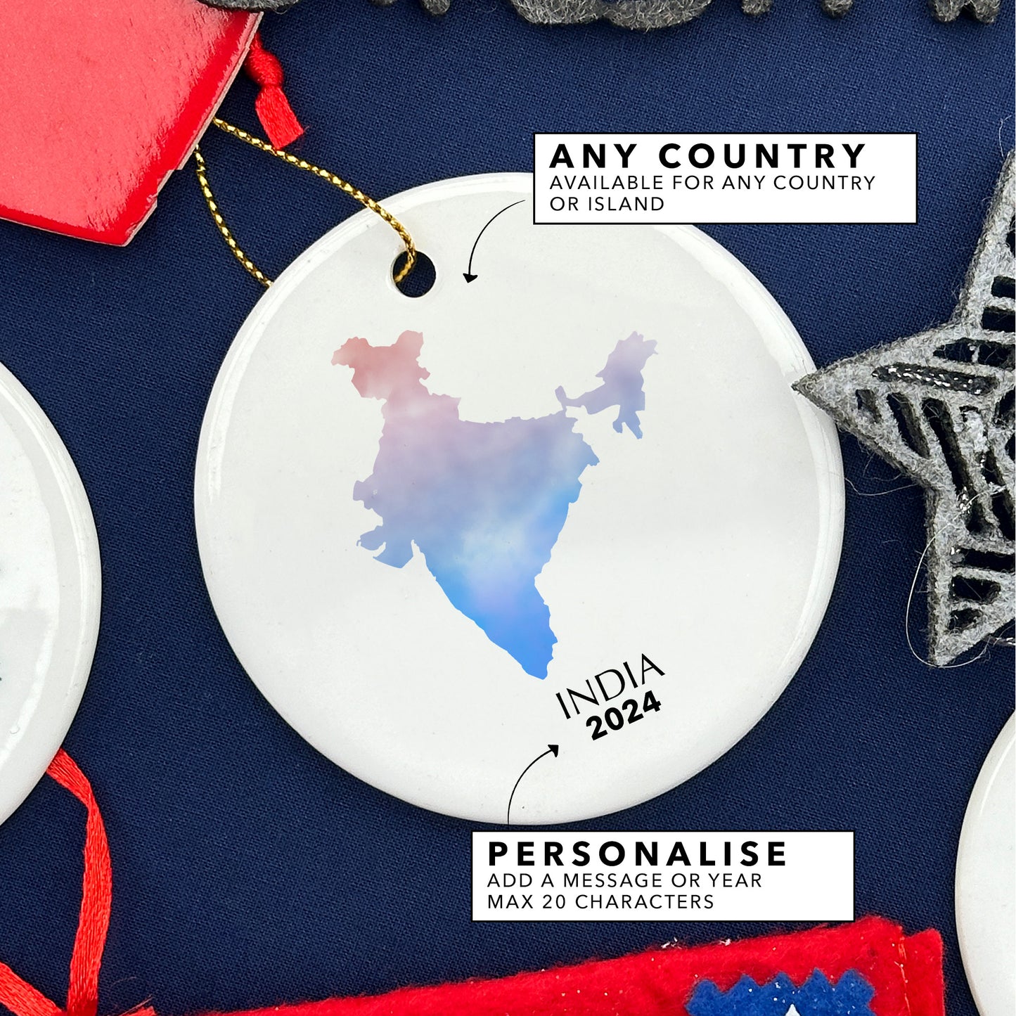 India Map Personalised Christmas Tree Ornament