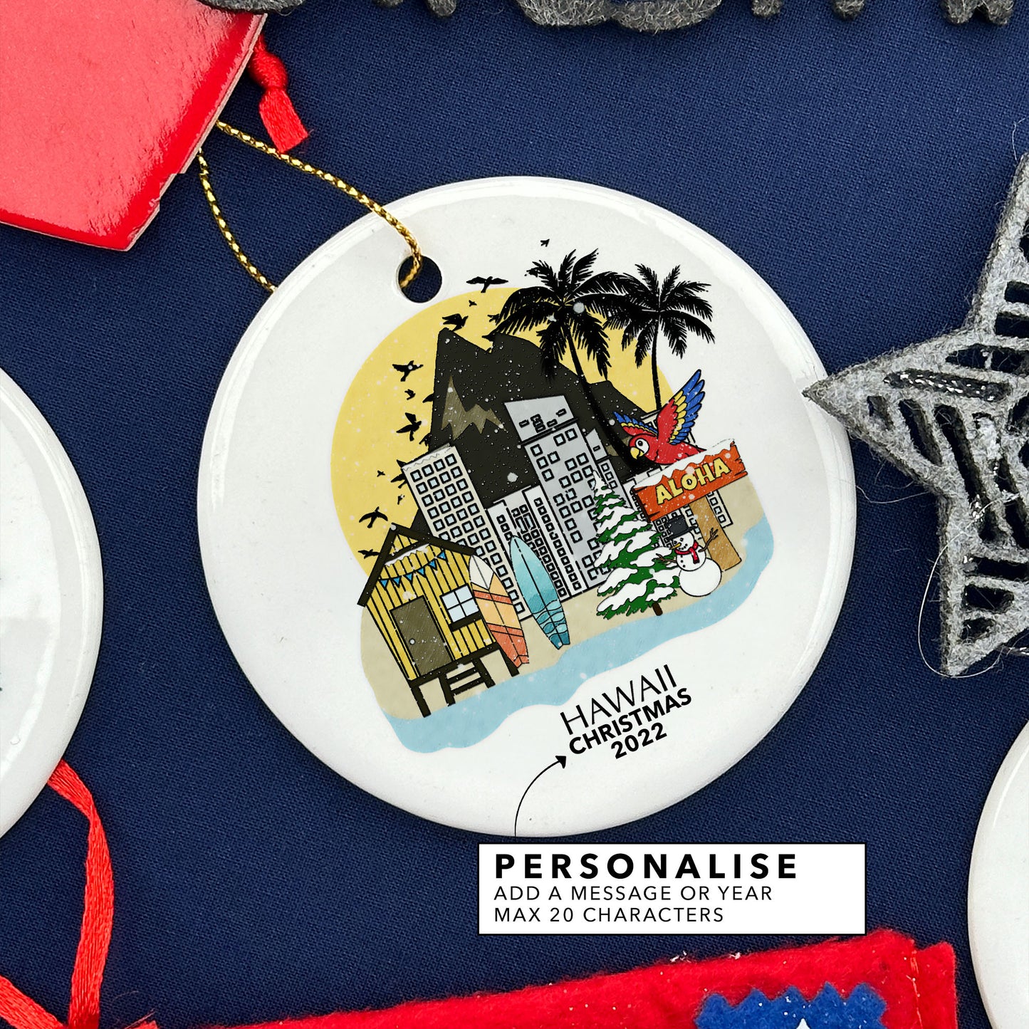 Hawaii Personalised Christmas Tree Ornament