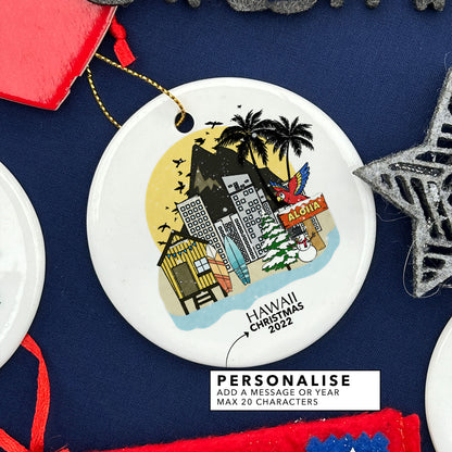 Hawaii Personalised Christmas Tree Ornament