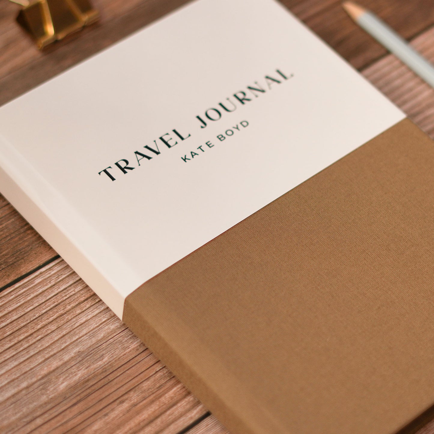 Luxury Duo Tone Personalised Linen Travel Journal