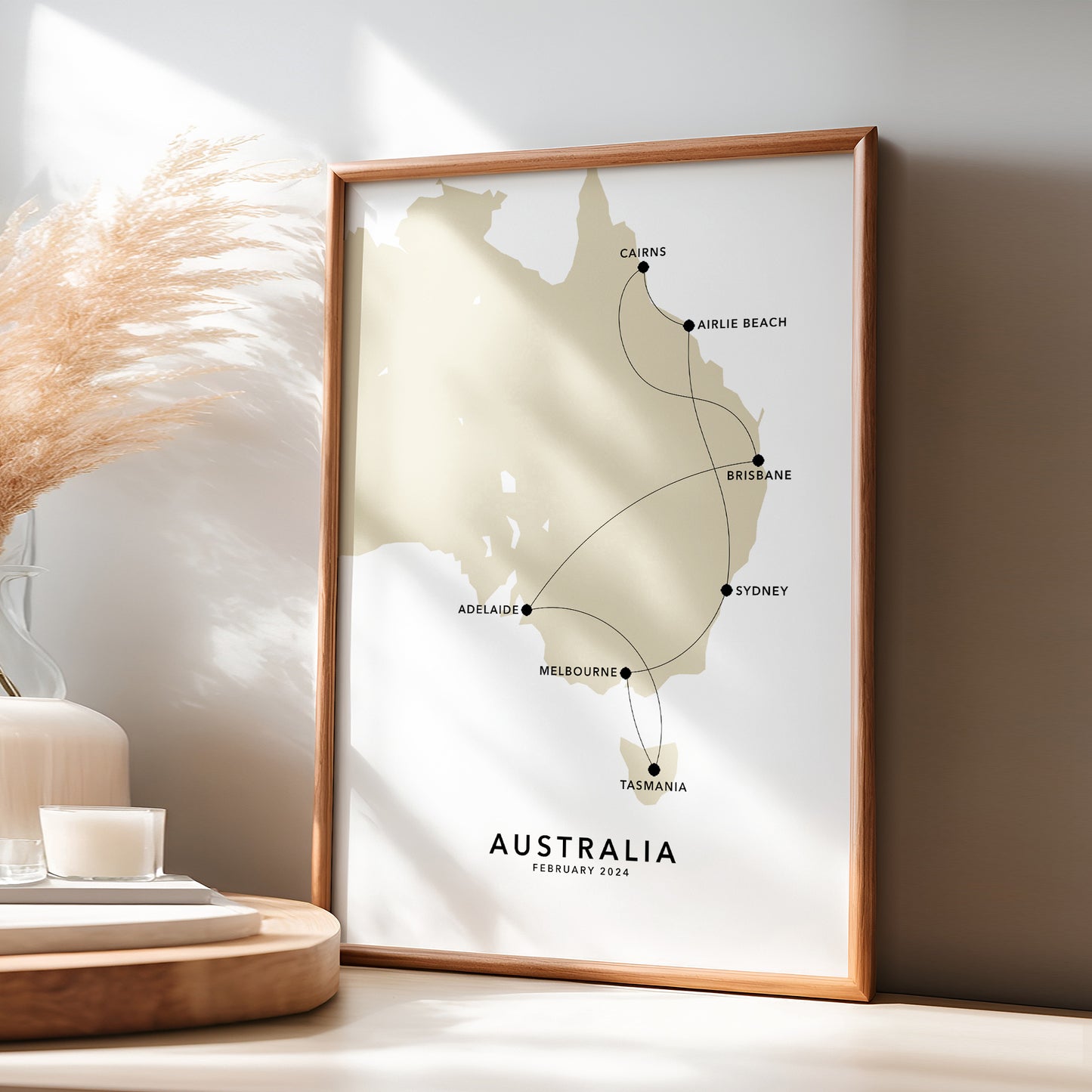 Australia Personalised Travel Map Print with Photo Collage