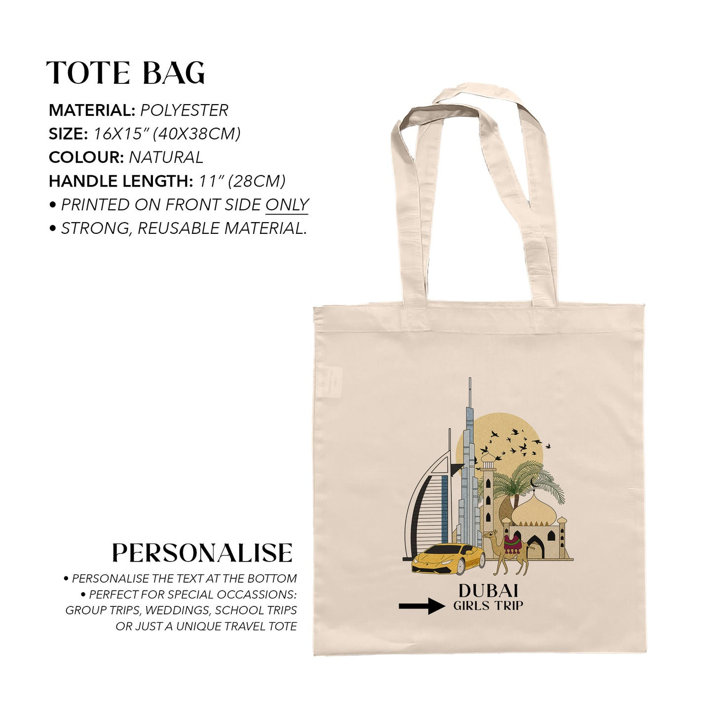 Dubai Personalized Tote Bag