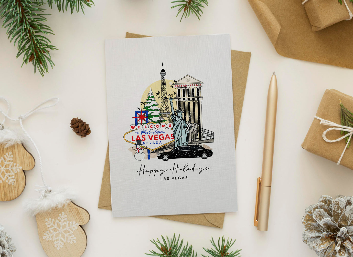 Las Vegas Personalised Christmas/Holiday Greeting Card