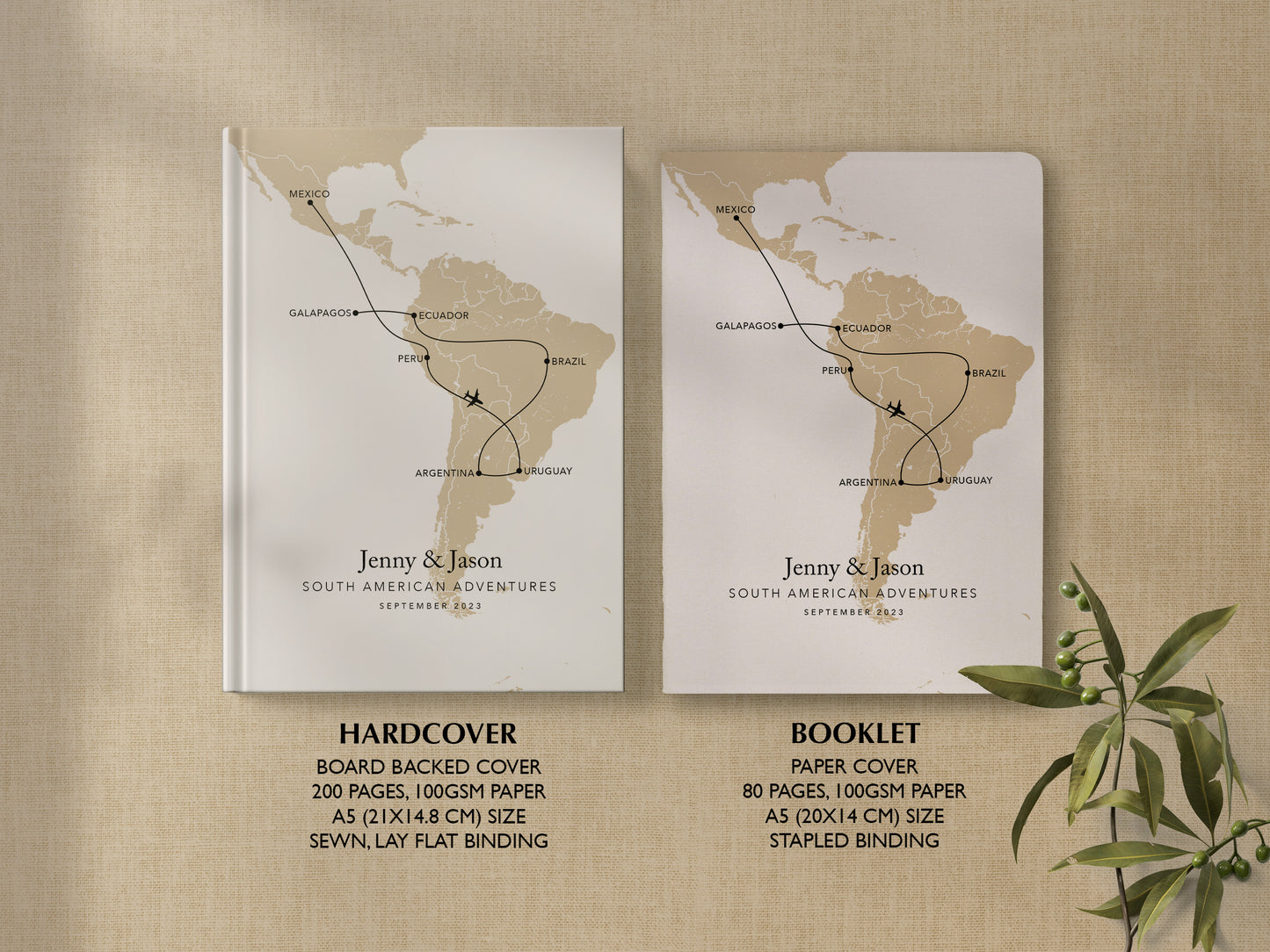 Custom Map South America Personalised Travel Journal