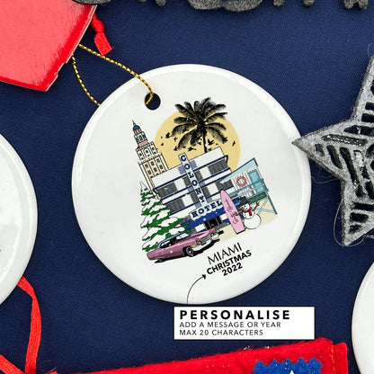 Miami Florida Personalised Christmas Tree Ornament