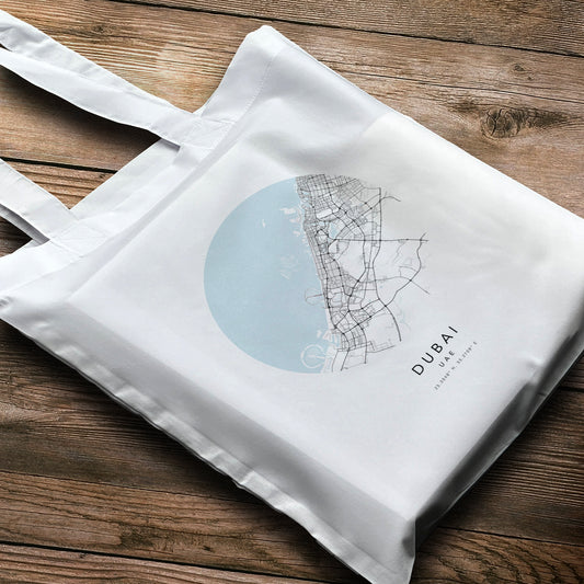 Dubai Personalised City Map Tote Bag