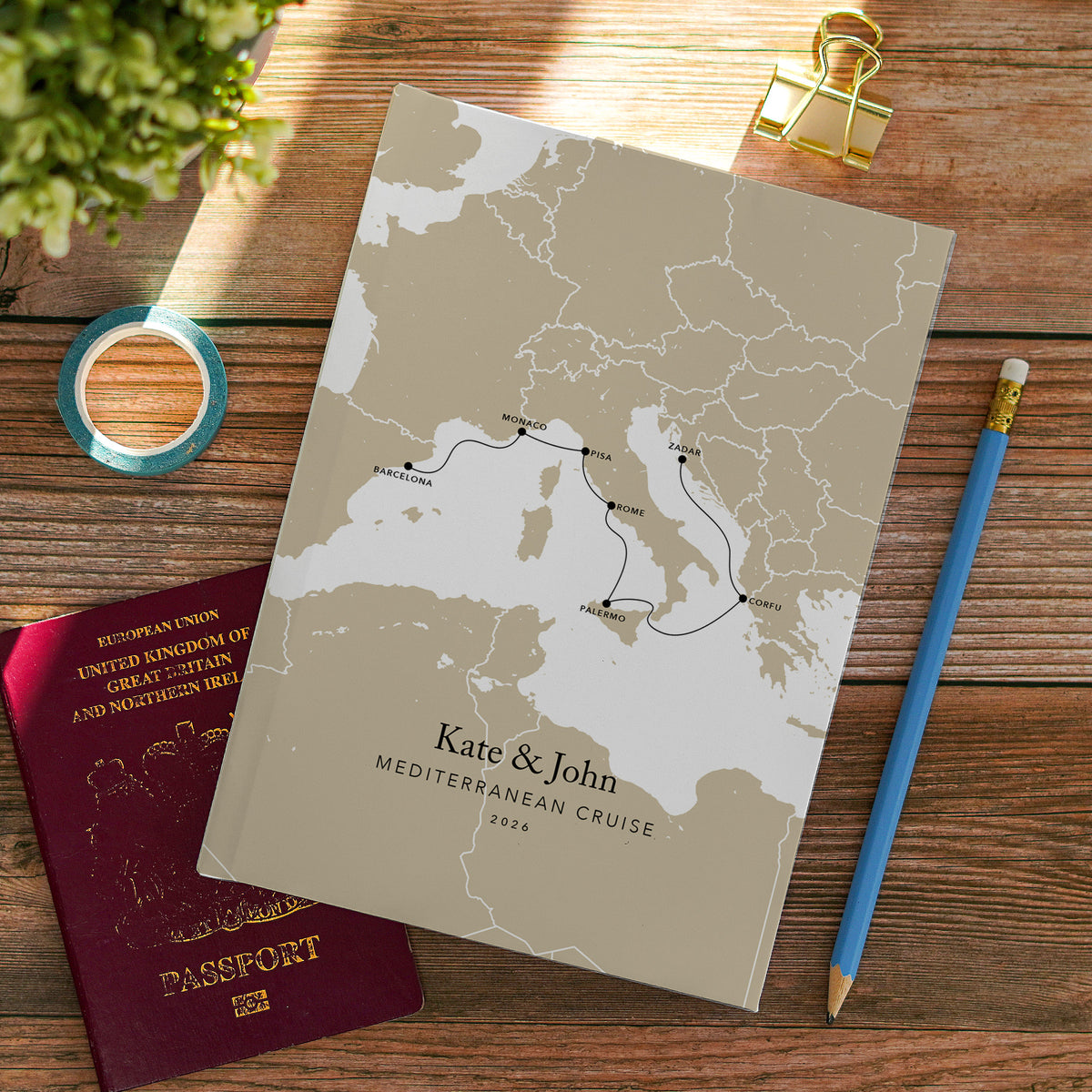 Mediterranean/European Cruise Personalised Travel Journal | Travel Map Diary, Planner & Bucket List Book