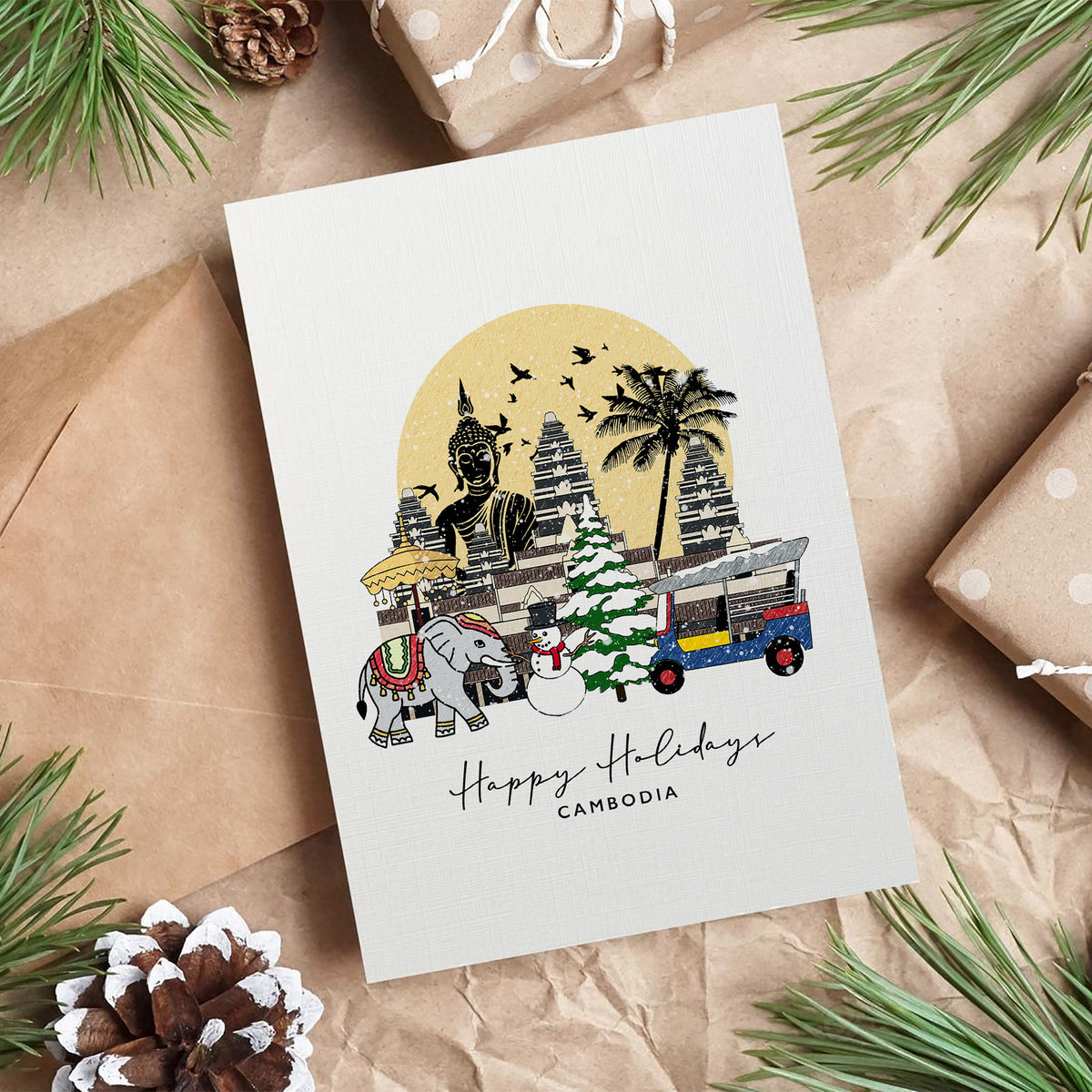 Cambodia Personalised Christmas/Holiday Greeting Card