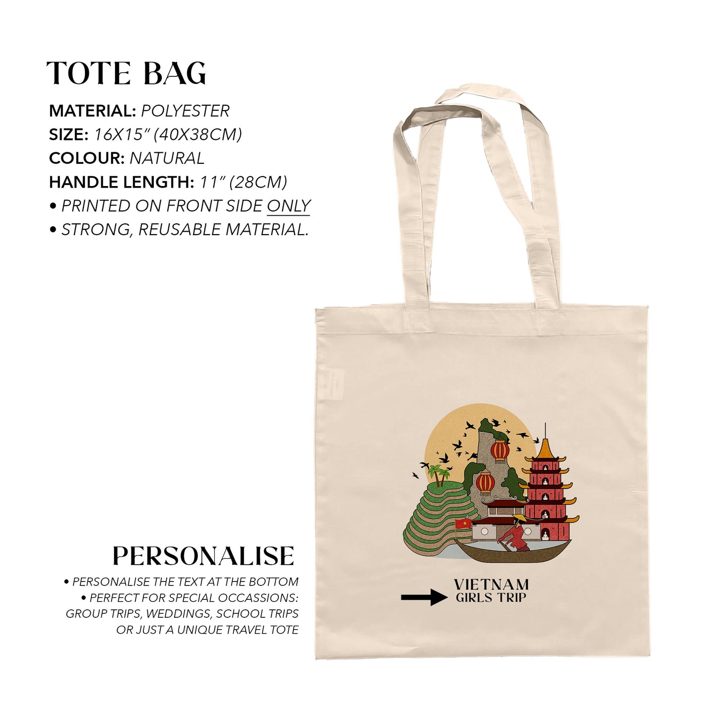 Vietnam Personalized Tote Bag