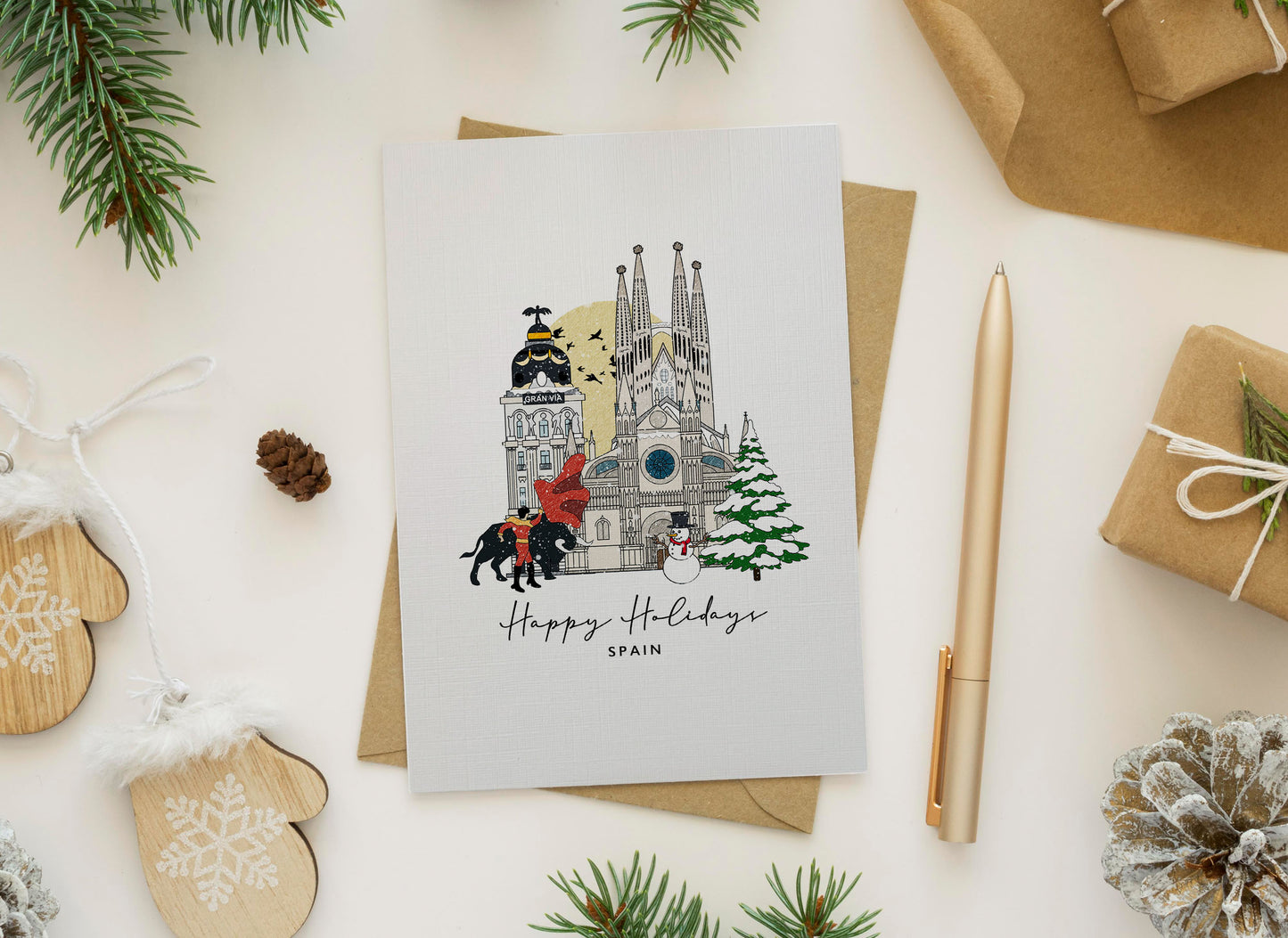 Spain Personalised Christmas/Holiday Greeting Card
