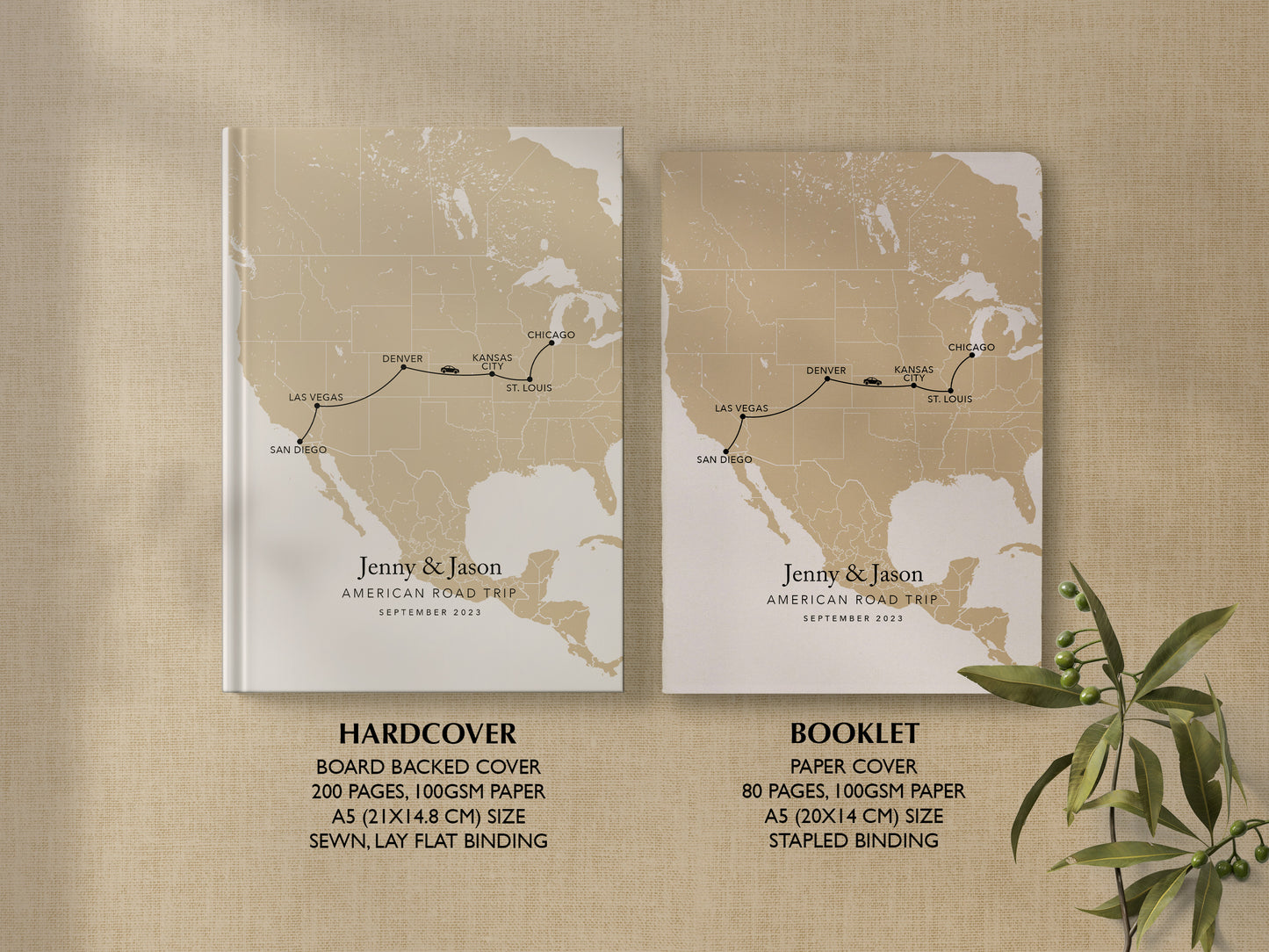 Custom Map USA Road Trip Personalised Travel Journal