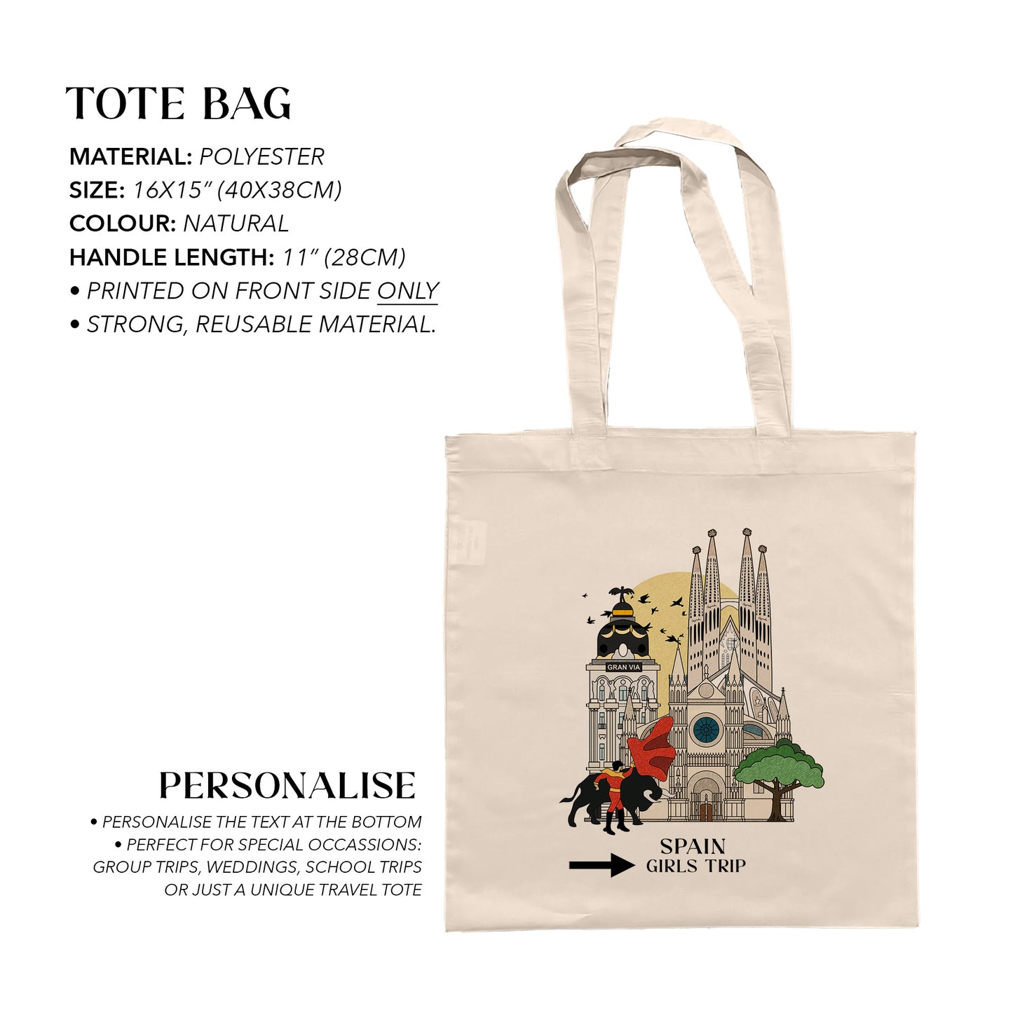 Spain Personalized Tote Bag