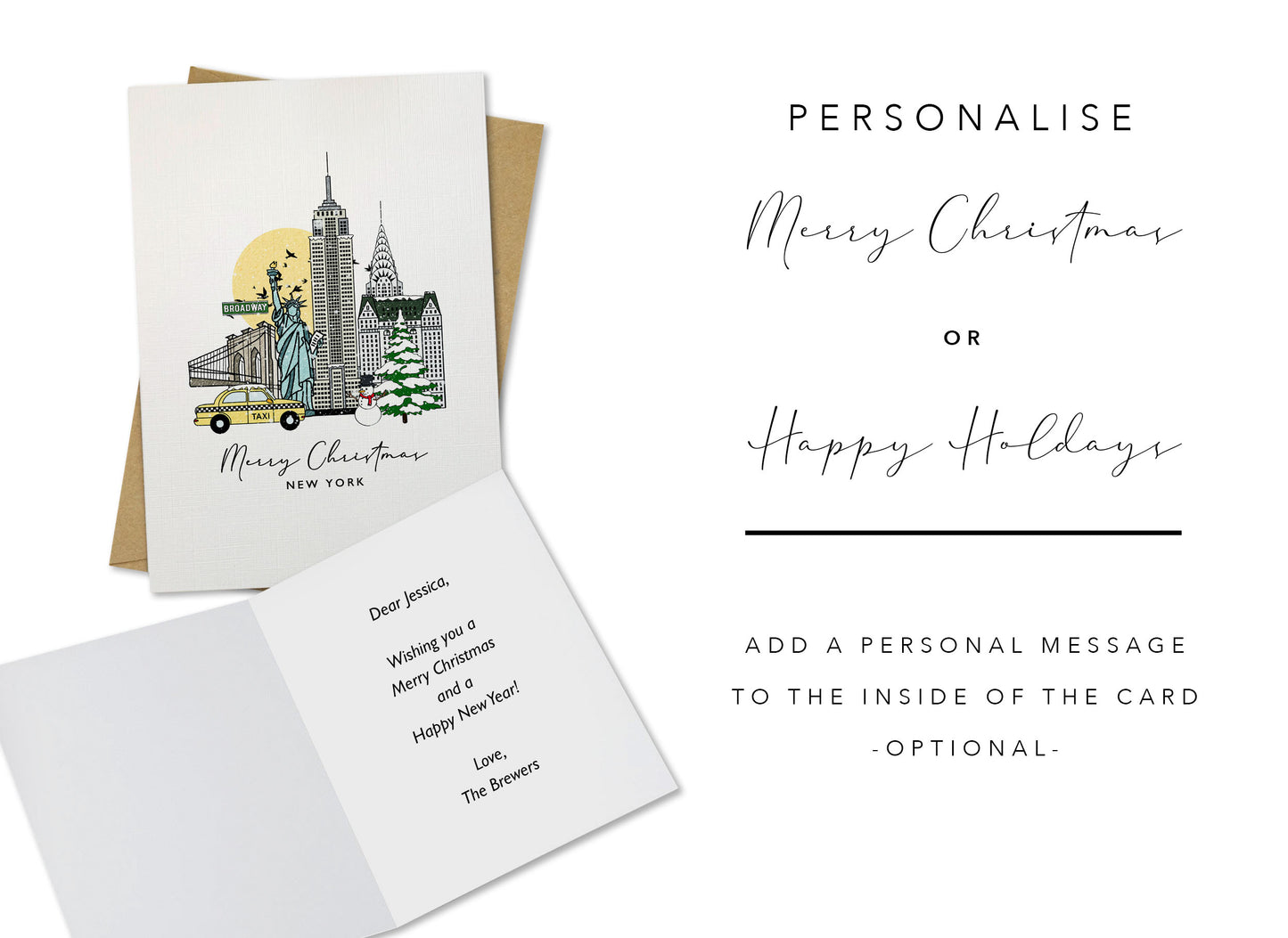 New York Personalised Christmas/Holiday Greeting Card