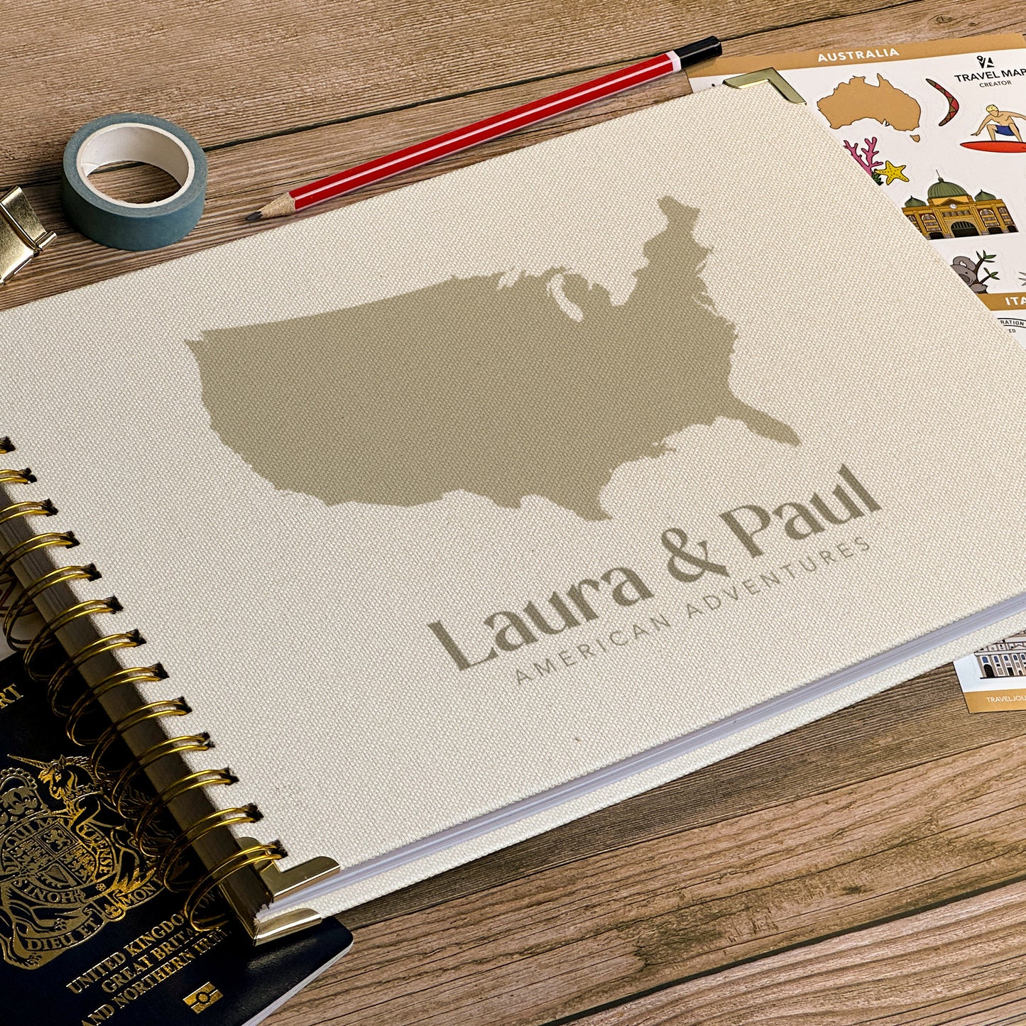 USA Personalized Travel Scrapbook/Photo Album