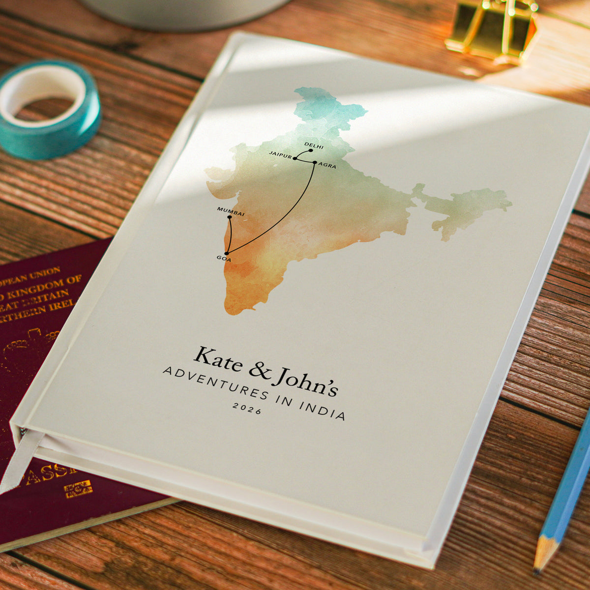 India Personalised Travel Journal | Travel Map Diary, Planner & Bucket List Book