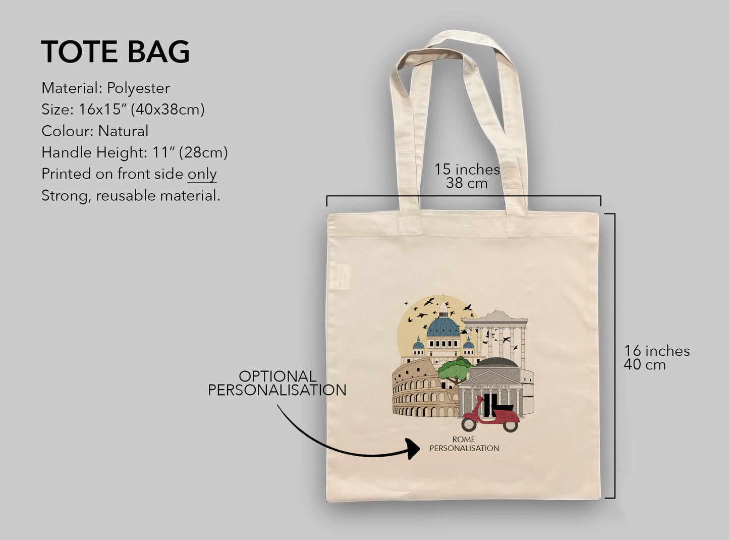 Rome Italy Personalised Tote Bag