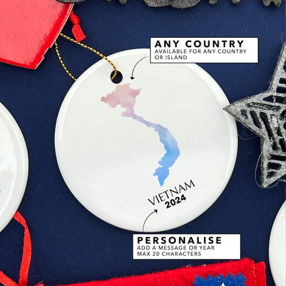 Vietnam Map Personalised Christmas Tree Ornament